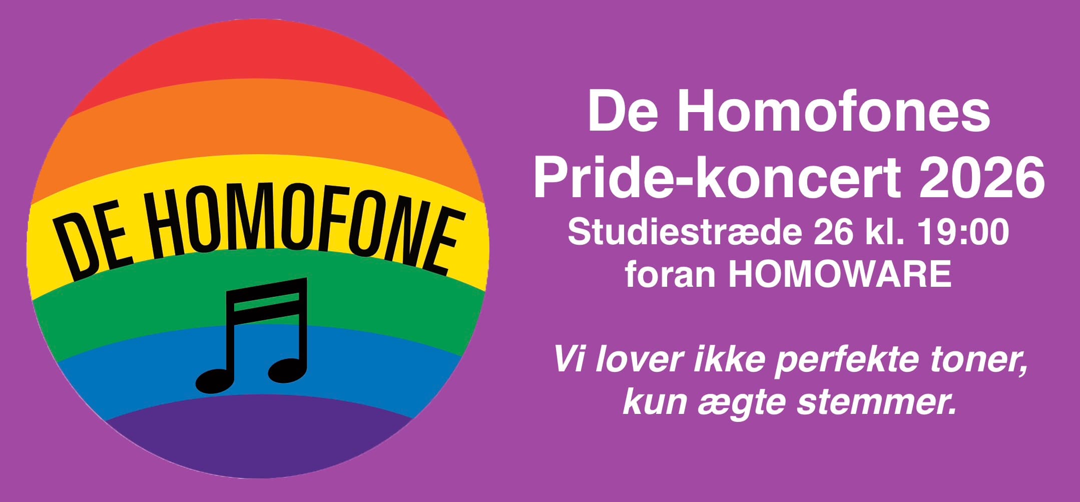 Pride 2026 Gadekoncert med De Homofone