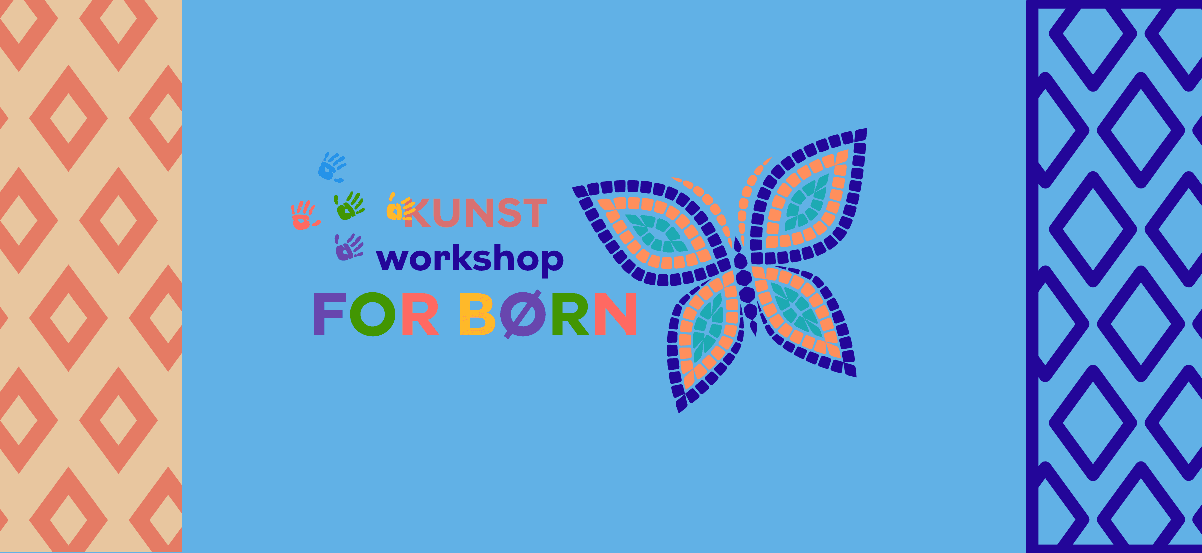 Kreativ workshop med farverige papirmosaikker