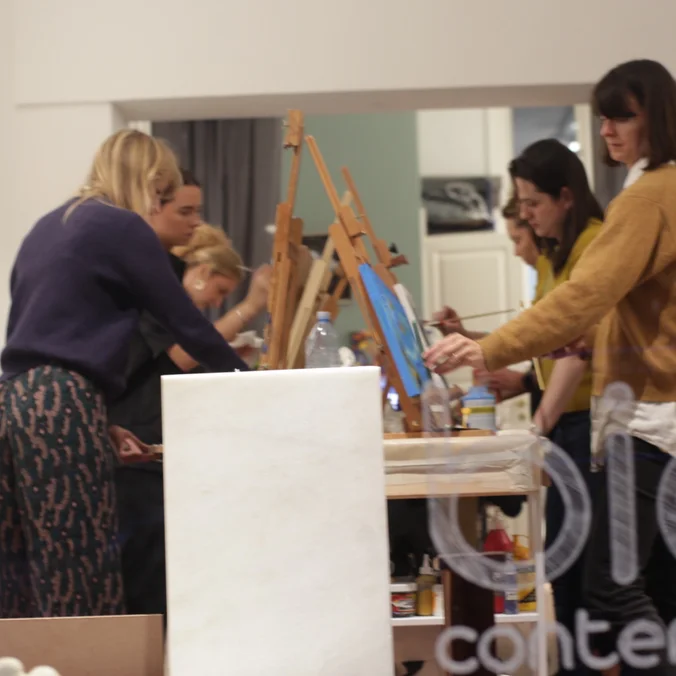 Abstract painting, art and cocktails
