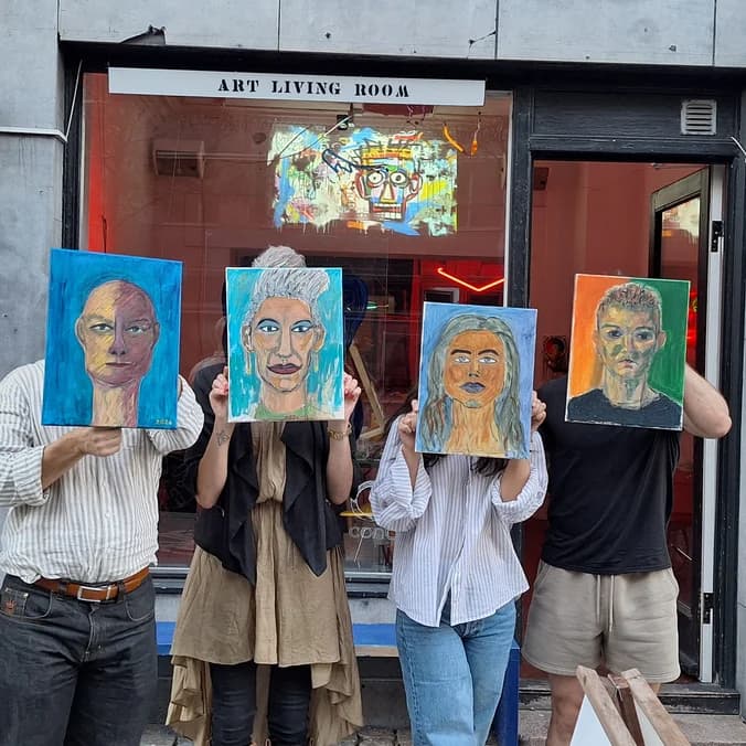 Portrait painting and cocktails
